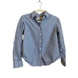 GRAMMAR NYC Blue White Stripe Organic Cotton Button Up Shirt Size 4